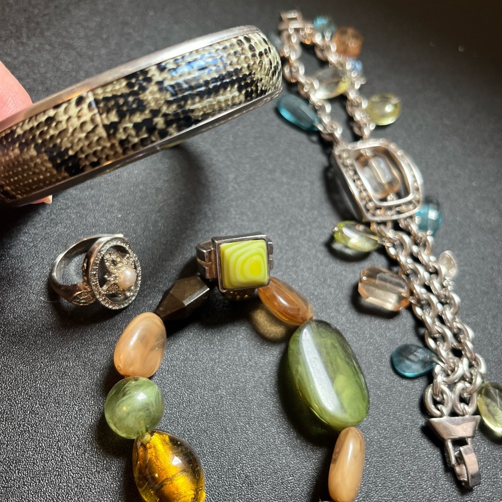 Snake Pattern Bangle and Beaded Jewelry Set